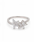Classic Twin Floral Marquise Paved Diamond Ring 18K