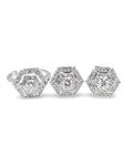 Round Double Halo Deco Paved Diamond Jewelry Set 14K
