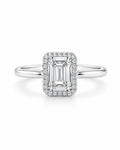 Classic Emerald Halo Diamond Ring 14K