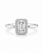 Classic Emerald Halo Diamond Ring 14K