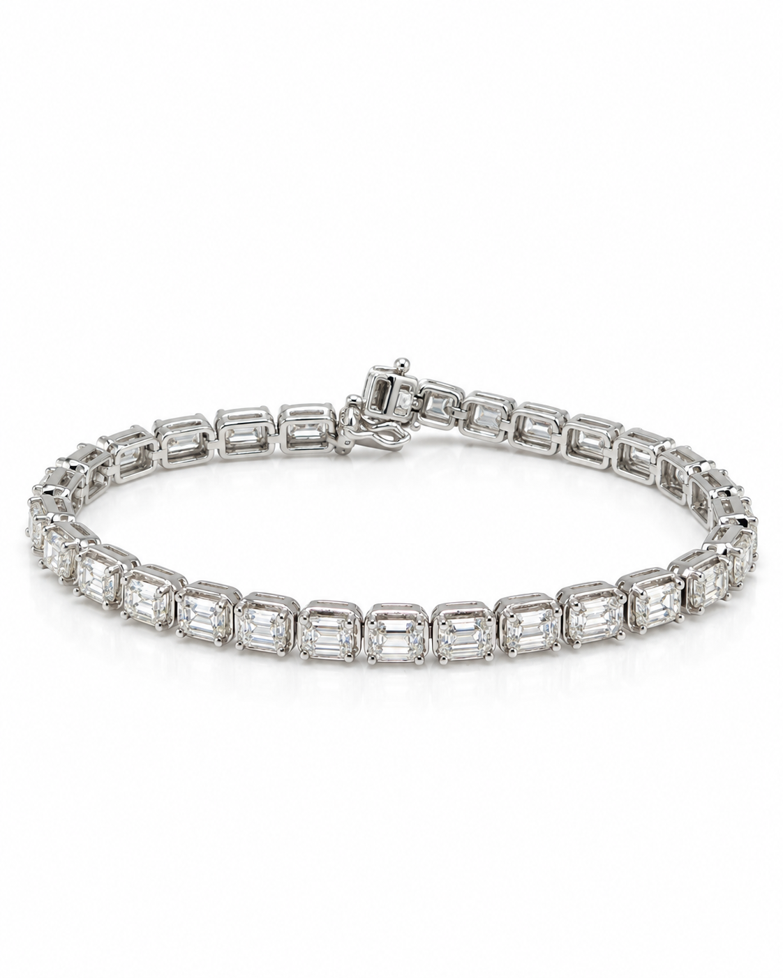 Classic 9.30CTW East West Emerald Full Eternity Tennis Diamond Bracelet 18K GIA Certified