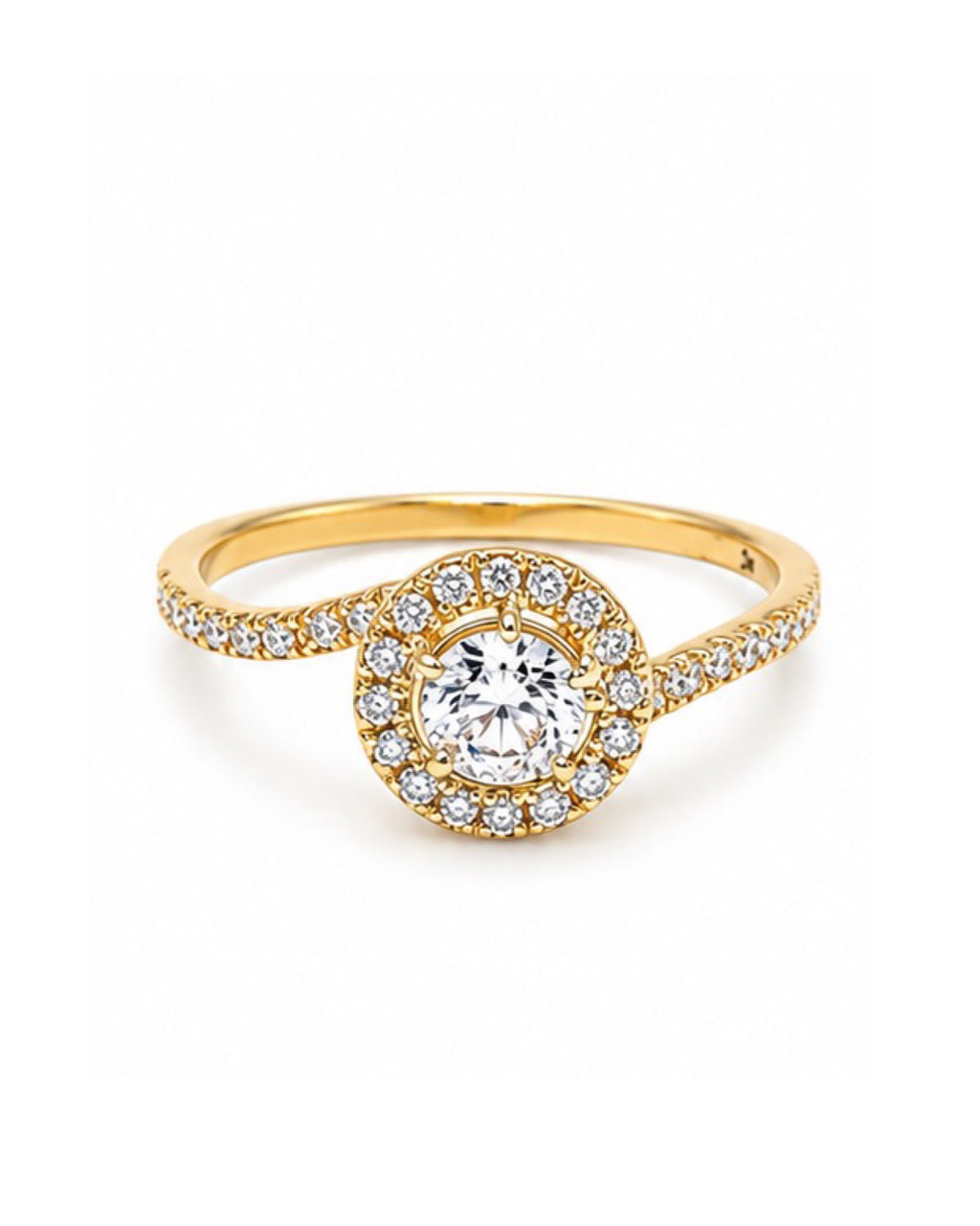 Classic 0.25ct Round Golden Paved Diamond Ring 14K