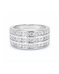 Classic Unisex Round Layered Half Eternity Diamond Ring 14K