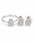Classic Pear Stud Diamond Jewelry Set 18K