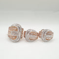 Two Tone Baguette Belt Deco Statement Diamond Jewelry Set 14K