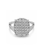 Classic Oval Invisible Setting Paved Diamond Ring 18K