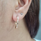 Classic Golden Serpent Hoop Diamond Earrings 14K