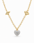 Classic Heart Clover Diamond Pave Necklace 18K