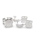 Classic Square Round Dangling Paved Shank Diamond Jewelry Set 14K