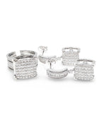 Classic Square Round Dangling Paved Shank Diamond Jewelry Set 14K