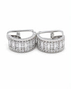 Classic Half Eternity Huggie Hoop Diamond Earrings 14K