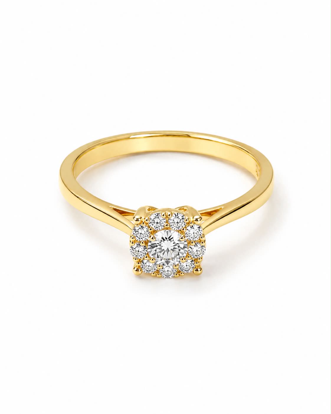 Classic Golden Round Promise Diamond Ring 18K