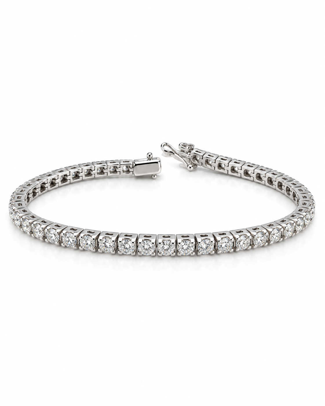Classic 4.10CTW Round Box Type Full Eternity Tennis Diamond Bracelet 14K