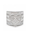 Classic Heart Invisible Setting Layered Half Eternity Diamond Ring 14K