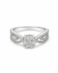 Classic Round Invisible Setting Paved Diamond Ring 18K
