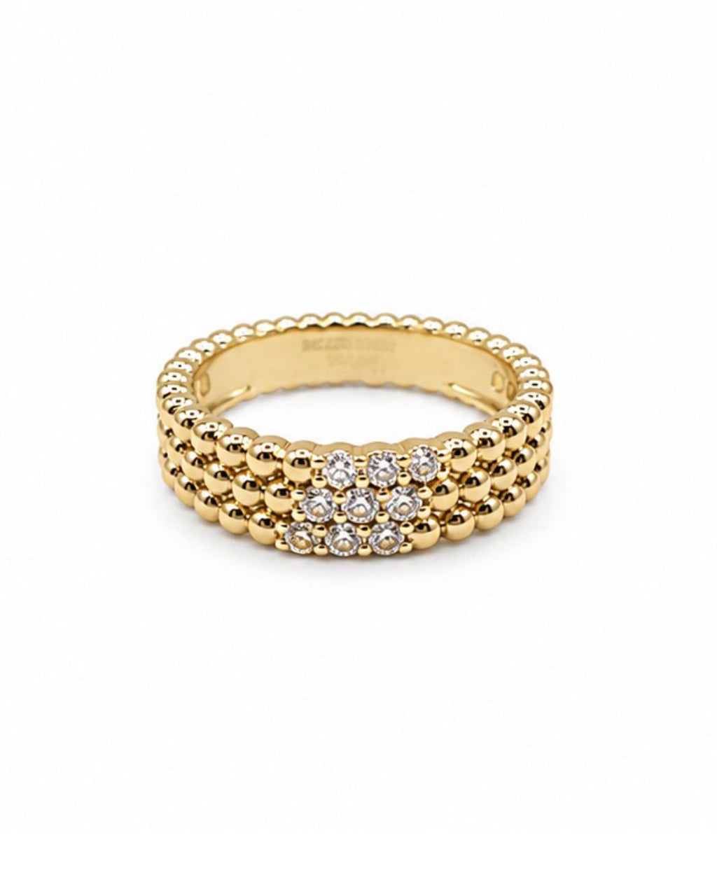 Classic Golden Stack Chain Band Diamond Ring 14K