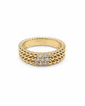 Classic Golden Stack Chain Band Diamond Ring 14K