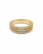 Classic Golden Stack Chain Band Diamond Ring 14K