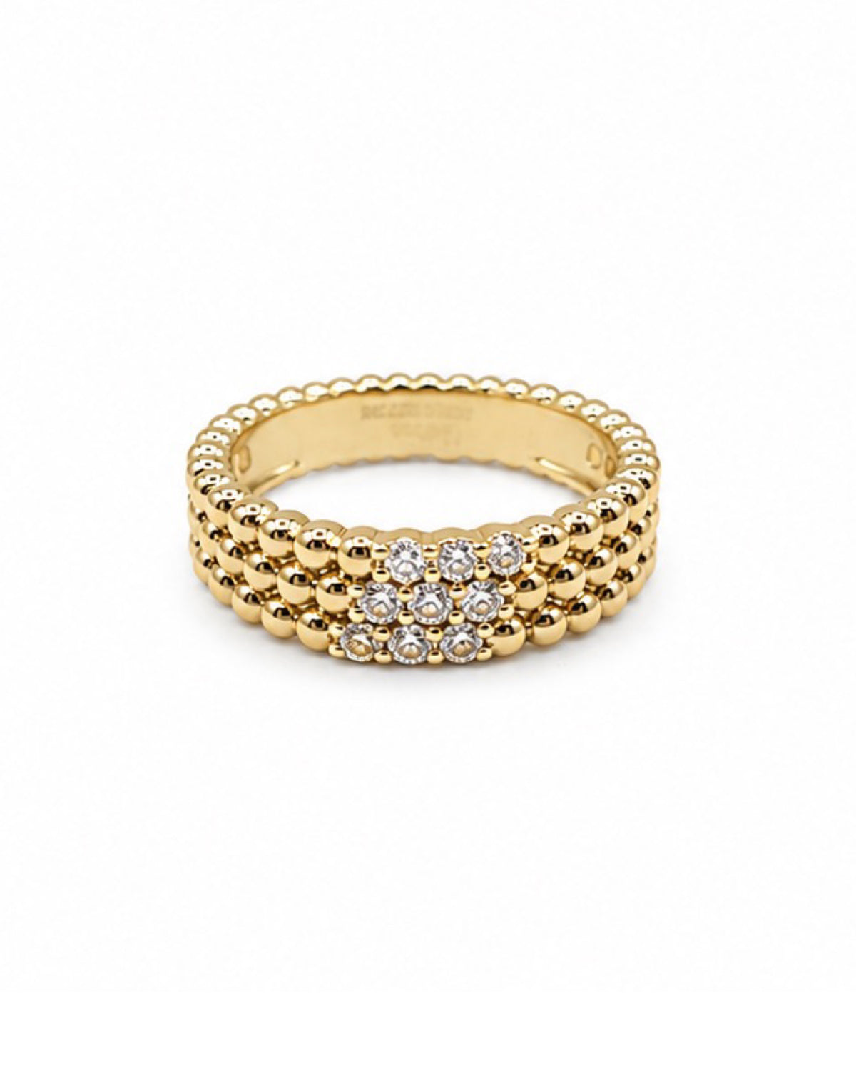 Classic Golden Stack Chain Band Diamond Ring 14K