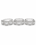 Classic Emerald Baguette Halo Hoop Diamond Jewelry Set 14K
