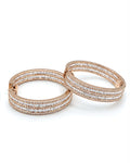 Classic Rosegold Layered Baguette Hoop Statement Diamond Earrings 14K