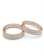 Classic Rosegold Layered Baguette Hoop Statement Diamond Earrings 14K