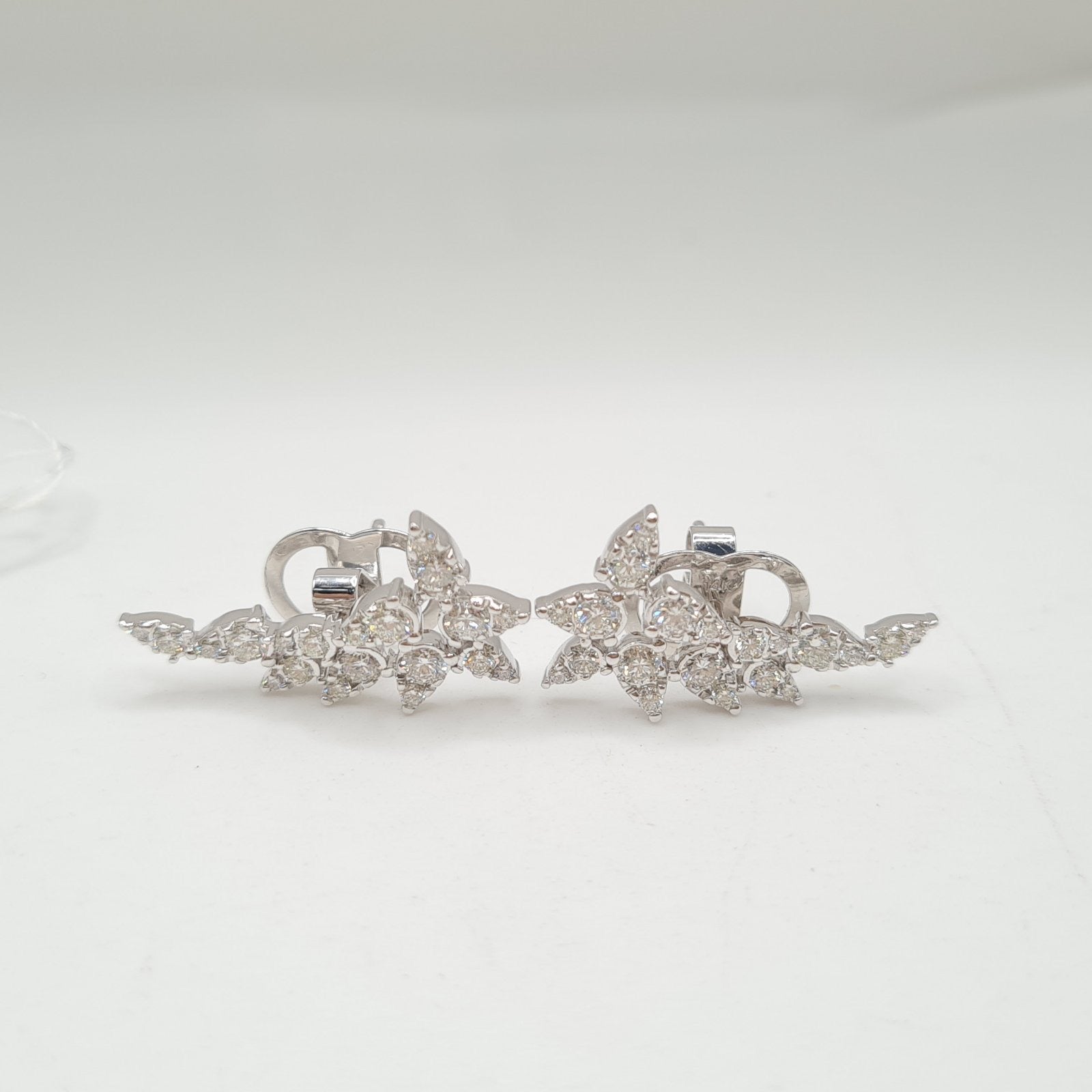 XX Classic Pear Cluster Earcuff Diamond Earrings 14K