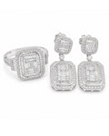 Classic Emerald Paved Dangling Diamond Jewelry Set 14K