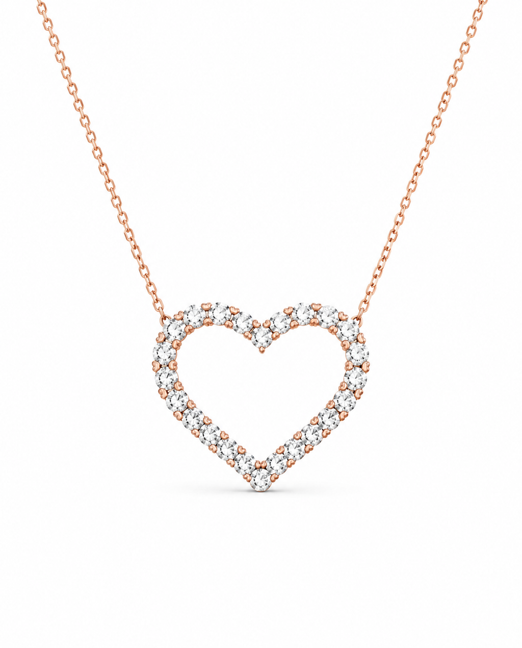 Classic Heart Rosegold Diamond Necklace 14K