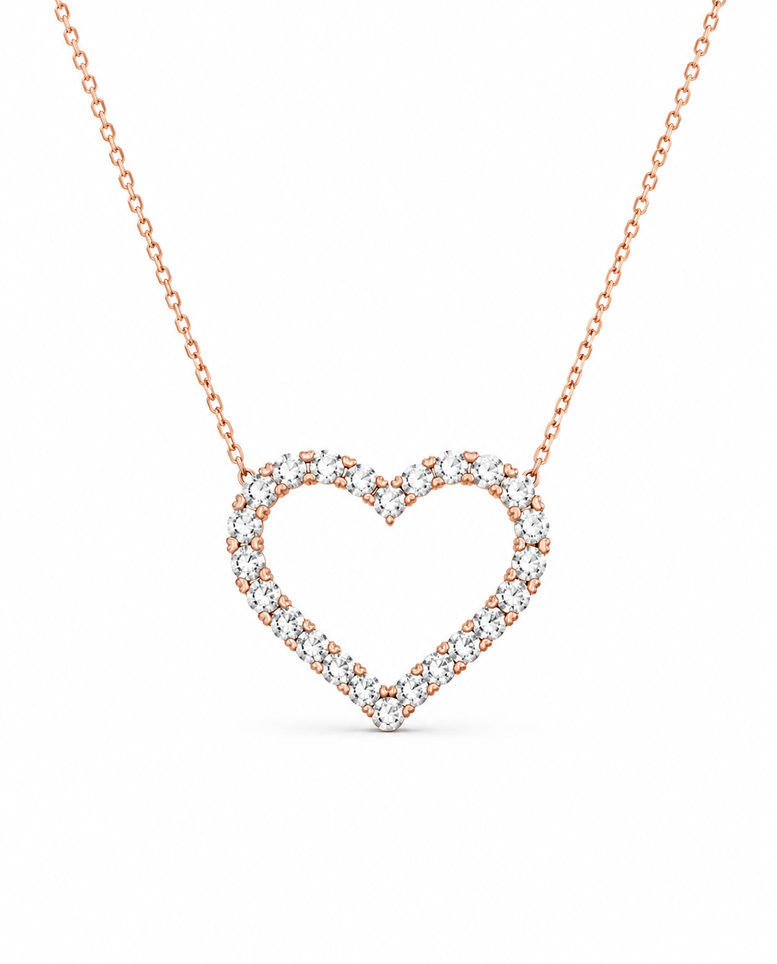 Classic Heart Rosegold Diamond Necklace 14K