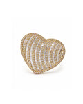 Classic Large Golden Heart Baguette Diamond Ring 14K