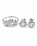 Classic Oval Halo Baguette Deco Diamond Jewelry Set 14K