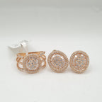 Rosegold Classic Oval Halo Paved Diamond Jewelry Set 18K