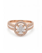 Classic Rosegold Oval Invisible Setting Halo Diamond Ring 14K