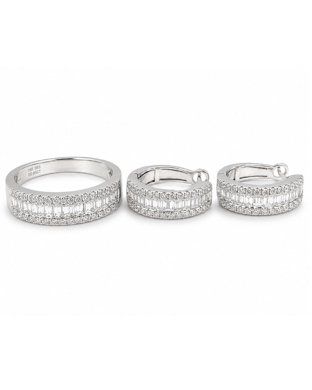 Classic Hoop Half Eternity Diamond Jewelry Set 14K
