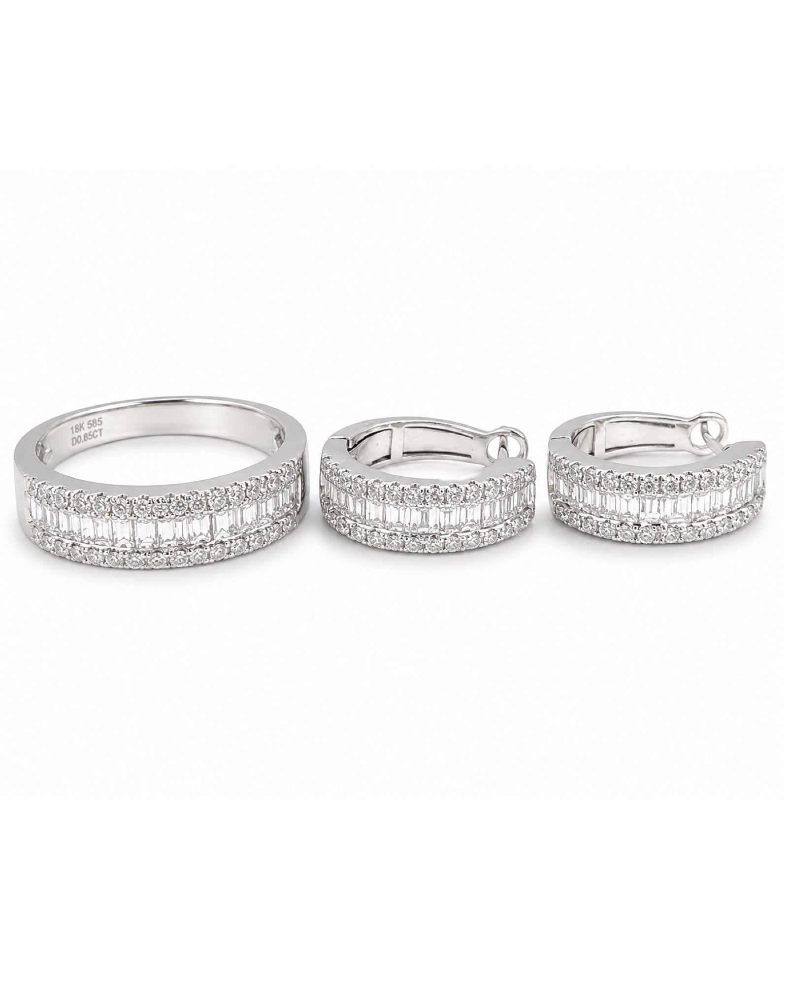 Classic Hoop Half Eternity Diamond Jewelry Set 14K