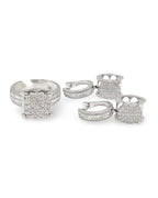 Classic Round Paved Dangling Hoop Diamond Jewelry Set 14K