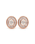 Classic 3cts Oval Halo Solitaire Rosegold Stud Diamond Earrings 18K