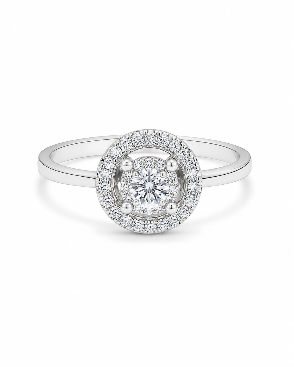 Classic Round Halo Diamond Ring 14K
