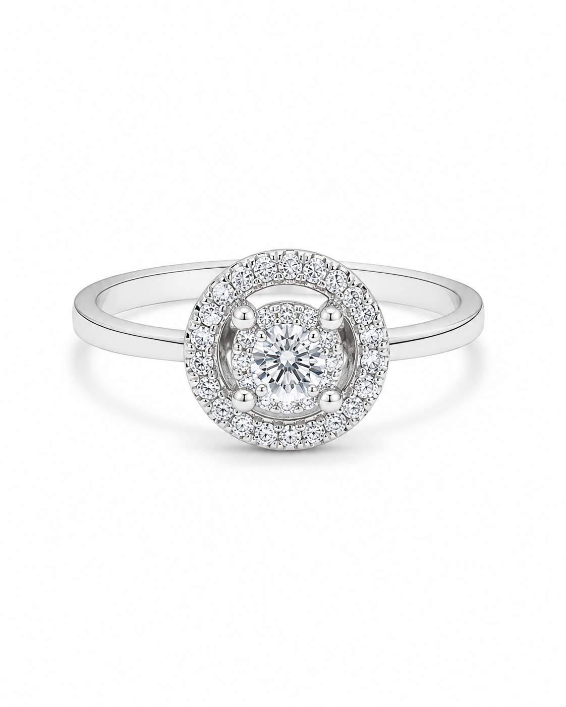 Classic Round Halo Diamond Ring 14K