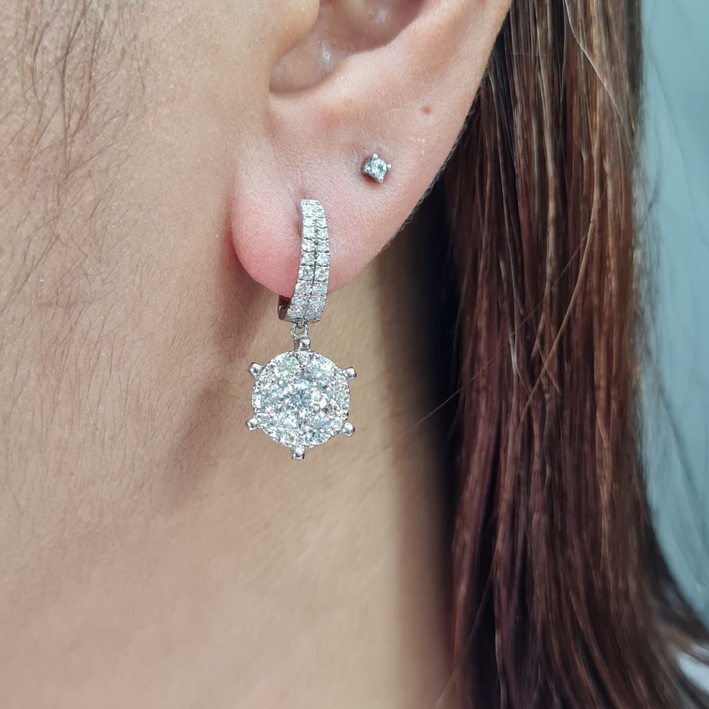 XX Classic Round Invisible Setting Hoop Diamond Earrings 18K