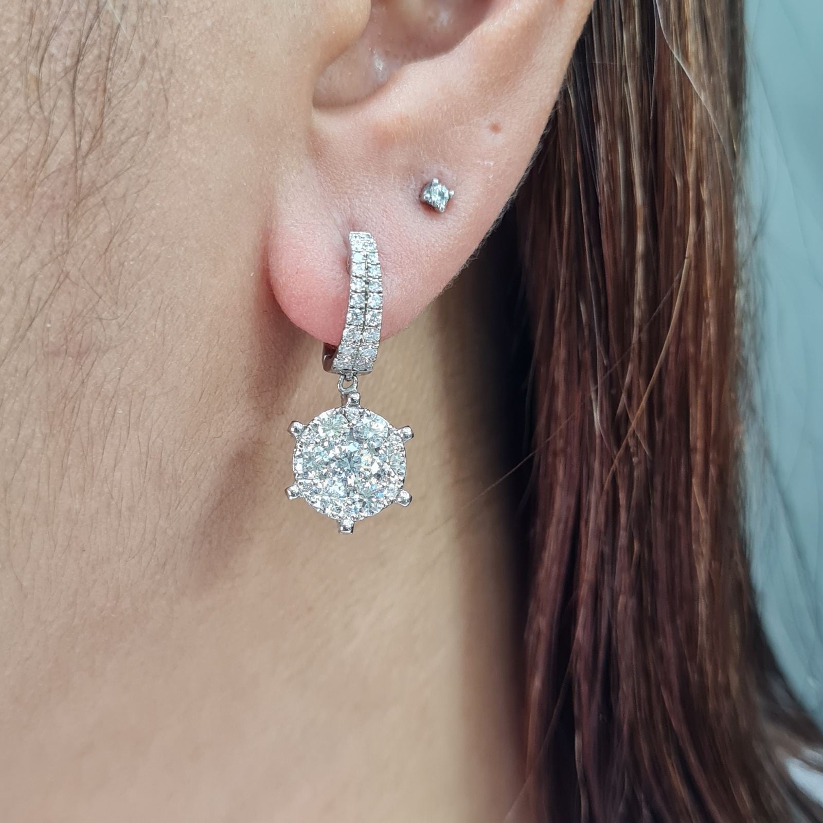 XX Classic Round Invisible Setting Hoop Diamond Earrings 18K