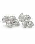 Classic Pear Halo Leaf Cluster Diamond Earrings 18K
