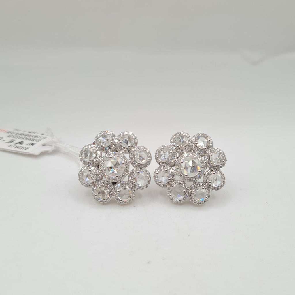 Floral Diamantes Halo Diamond Earrings 14K