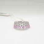 Crown Pink Sapphire Gemstones Diamond Ring 14K