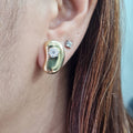 Golden Bean Deco Diamond Earrings 18K