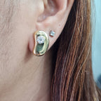 Golden Bean Deco Diamond Earrings 18K