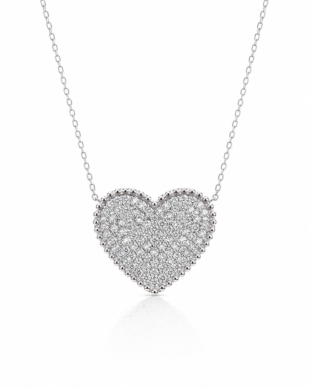 Classic Heart Diamond Pave Necklace 14K