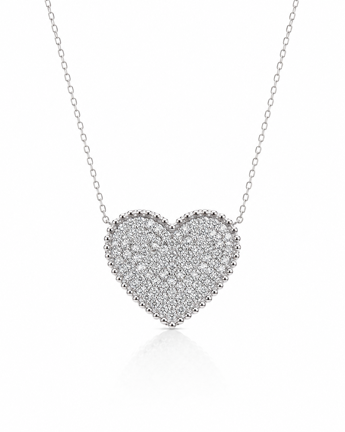 Classic Heart Diamond Pave Necklace 14K