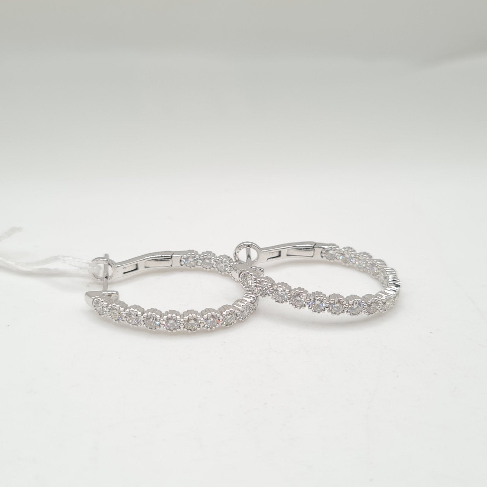 XX Classic Hoop Round Full Eternity Diamond Earrings 14K